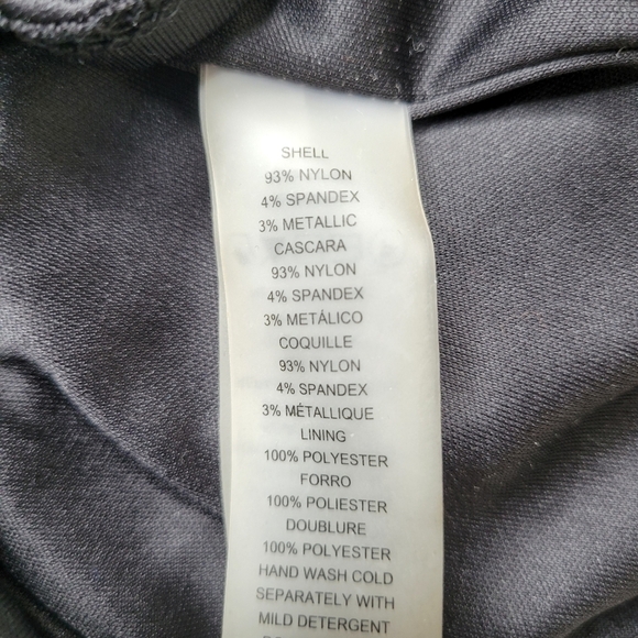 Vince Camuto Bodycon Dress Size 6 Black Aqua Asymmetrical Neck Sparkle Ruching - Picture 10 of 13